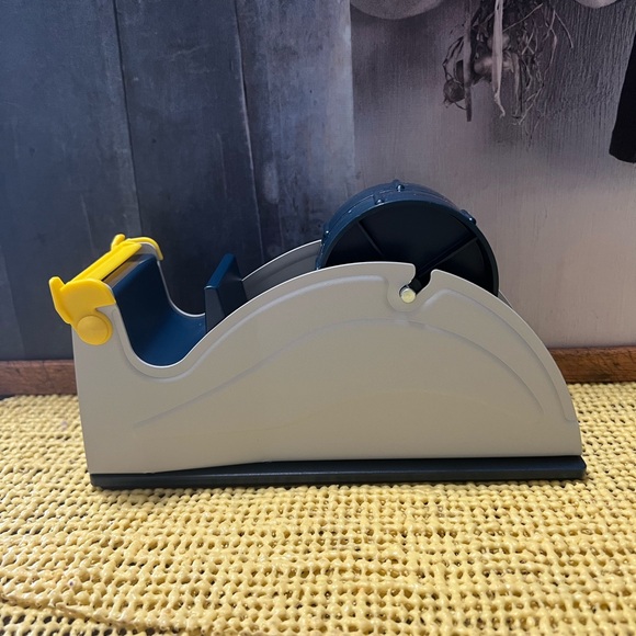 T.R.U. ET-117 Blue/Grey Premium Steel Desk Top Tape Dispenser: 1 in